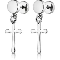 Mendes Heren Oorbellen Titanium – Zilverkleurige Kruis Hangers – Stud Oorbellen met Steker – Hypoallergeen