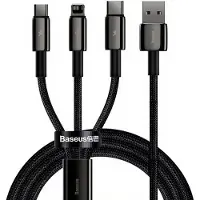 Baseus - Tungsten - 3in1 kabel USB - USB Type C / Lightning / micro USB 3.5 A 1,5 m zwart - (CAMLTWJ-01)