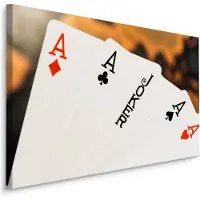 Karo-art Schilderij - Joker tussen Aasen, speelkaarten, premium print