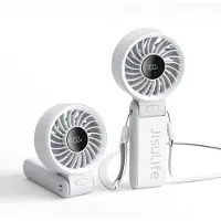 JISULIFE Draagbare Handventilator Life 7, 5000 mAh Oplaadbaar, Krachtige Motor, LED-display, 19,5 uur Koeling, 5 Snelheidsstanden, Opvouwbaar Ontwerp, 3-in-1, Wit