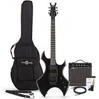 Gear4Music Harlem X Electric Guitar + 15W Amp Pack Black