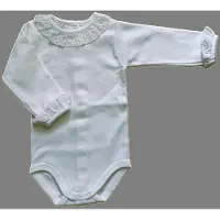 Babidu Romper / Body | creme | lange mouw | met schattig geborduurd ruche langs hals en mouwen | 1191 | 0 maand | maat 50