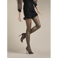 Fiore Claudia zwarte animal print panty maat S