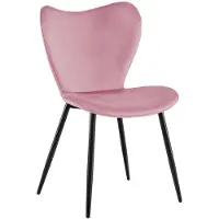 CLP Maika Eetkamerstoel - klassiek - keukenstoel - met rugleuning en zwart metalen frame - maximaal 150 kg - Fluweel/roze