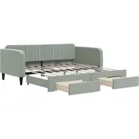 vidaXL Slaapbank onderschuifbed en lades 90x190 cm fluweel lichtgrijs