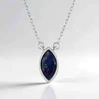 Cavill - Halsketting 925 Sterling Zilver Platina Geplateerd - Ethiopische Mezezo Opaal 0 928 ct Marquise Slijpsel - Elegant Filigraan Design 45 7 cm