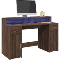 vidaXL Bureau met LED-verlichting 120x55x91 cm bewerkt hout zwart
