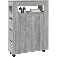 vidaXL Badkamerkast smal met wielen bewerkt hout wit