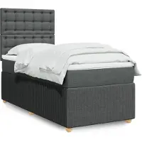 vidaXL Boxspring met matras stof donkergrijs 200x200 cm
