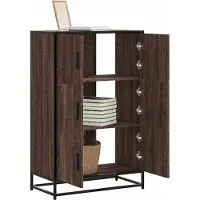 vidaXL Hoge kast 68x35x106,5 cm bewerkt hout en metaal grijs sonoma