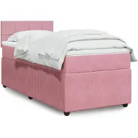 vidaXL Boxspring met matras fluweel roze 140x200 cm