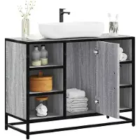 vidaXL Wastafelkast 80x33x60 cm bewerkt hout gerookt eikenkleurig