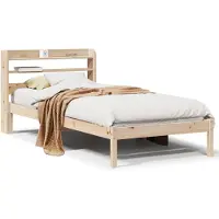 vidaXL Bedframe met hoofdbord massief grenenhout wasbruin 120x200 cm