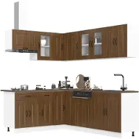 vidaXL 11-delige Keukenkastenset Kalmar bewerkt hout glanzend wit