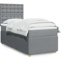 vidaXL Boxspring met matras stof crèmekleurig 200x200 cm