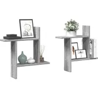 vidaXL Wandschappen 2 st 38x12x38 cm bewerkt hout artisanaal eiken