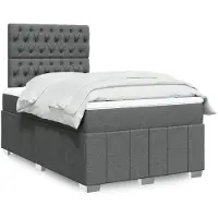 vidaXL Boxspring met matras stof donkergrijs 140x200 cm