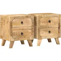 vidaXL Nachtkastje 2 st 40x32x46 cm massief hout ruw mangohout