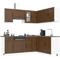 vidaXL 11-delige Keukenkastenset Kalmar bewerkt hout glanzend wit