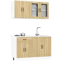 vidaXL 4-delige Keukenkastenset Lucca bewerkt hout glanzend wit