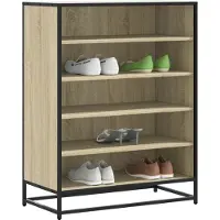 vidaXL Schoenenkast 75x38x97,5 cm bewerkt hout en metaal zwart