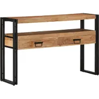 vidaXL Wandtafel met lade Bruin 120 x 33 x 75 cm Massief Acacia Hout