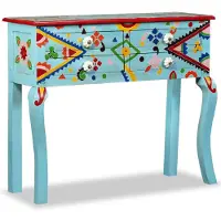 vidaXL Wandtafel handgeschilderd massief mangohout blauw