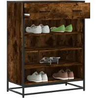 vidaXL Schoenenkast 75x38x97,5 cm bewerkt hout en metaal zwart