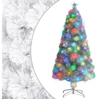 vidaXL Kunstkerstboom met verlichting 150 cm glasvezel wit