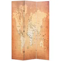 vidaXL Kamerscherm inklapbaar wereldkaart 228x170 cm geel