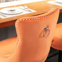 STILVORA Barstoel Set Van 2 - Comfortabele Hoge Rugleuning Met Geknoopte Rug - Voor Keuken, Eetkamer En Thuisbar - Fluweel - Oranje