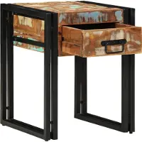 vidaXL Bijzettafel met lade 40 x 40 x 50 cm Massief Gerecycleerd Hout