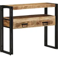 vidaXL Wandtafel met lade Bruin 90 x 33 x 75 cm Massief Mango Hout