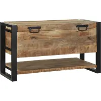 vidaXL Opbergbox met opslag Bruin 80 x 35 x 45 cm Massief mangohout