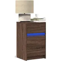 vidaXL Nachtkastje met LED-verlichting bewerkt hout wit