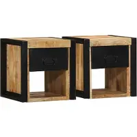 vidaXL Nachtkastjes 2 st 40x35x40 cm massief ruw hout mango