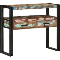 vidaXL Wandtafel Multikleur 90 x 33 x 75 cm Massief Gerecycleerd Hout