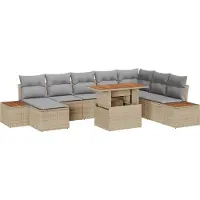 vidaXL Tuinbank Set 9 st Beige en Grijs