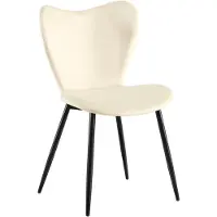 CLP Maika Eetkamerstoel - klassiek - keukenstoel - met rugleuning en zwart metalen frame - maximaal 150 kg - Fluweel/creme