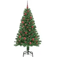 vidaXL Kunstkerstboom Groen 150 cm PVC en Staal en Kunststof