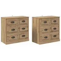 vidaXL Dressoirs 2 st Artisan Eiken 70 x 35,5 x 67,5 cm Bewerkt hout