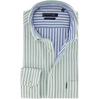 Giordano overhemd groen streepjes regular fit