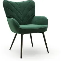 COLAMY Moderne accentstoel - Gestoffeerde fluwelen fauteuil - Gebogen rugleuning - Gewatteerde armleuningen - Kussen met hoge dichtheid - Metalen poten - Fauteuil - Groen
