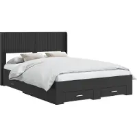 vidaXL Bedframe met opbergruimte en hoofdbord Zwart 135 x 190 cm