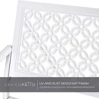 Laura Tuinbank 2-3 Zits Metaal 125x61x86 cm – Vintage Witte Parkbank met Rugleuning & Armleuningen – Gietijzeren Design voor Tuin, Balkon & Terras – Weerbestendig –