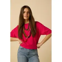 Sissy-Boy Donkerroze boxy T-shirt | Maat: M