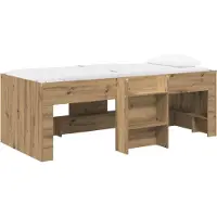 vidaXL Kinderhoogslaper Artisanaal eiken 90 x 190 cm Bewerkt hout