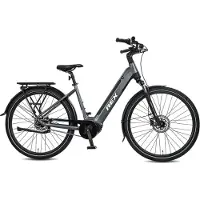 REX Commuter+ elektrische fiets - fiets elektrische voor dames, Middenmotor 250W, 28 Inch Stadtfiets, 468 Wh accu, SHIMANO 7 Versnellingen, maximaal 100 km, grijs