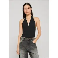 Urban Classics Halternecks - Ladies Polyamide Jersey Neckholder Top - XS tot L - voor Vrouwen - zwart - Maat XS