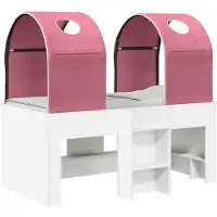 vidaXL Bed met Tunnel 3 st Wit en Roze Bewerkt hout